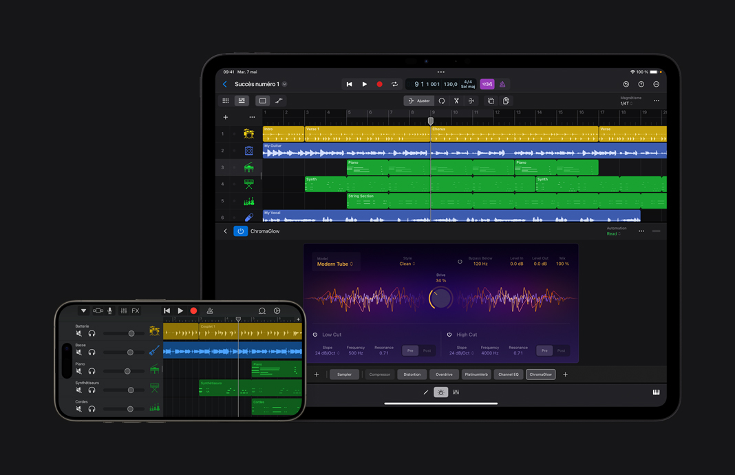 Importation d’un projet GarageBand dans Logic Pro pour iPad.