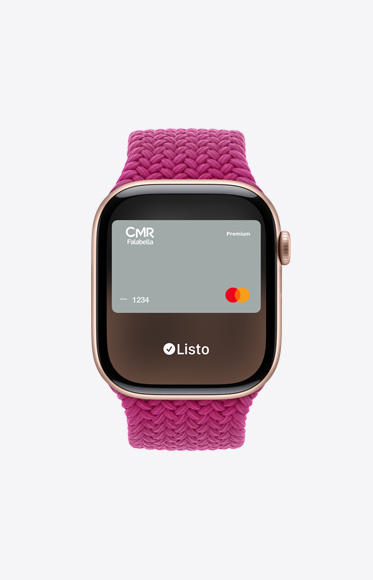 Una tarjeta genérica que se usa a través de Apple Pay en un Apple Watch Series 10.