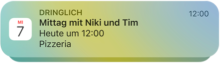 Bild einer Kalender App Push Mitteilung