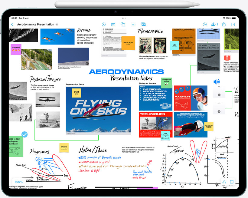 iPad Air, landscape orientation, Apple Pencil Pro attached