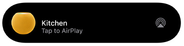 AirPlay-grafikk som viser at musikk spilles av på en HomePod mini med navnet Kitchen