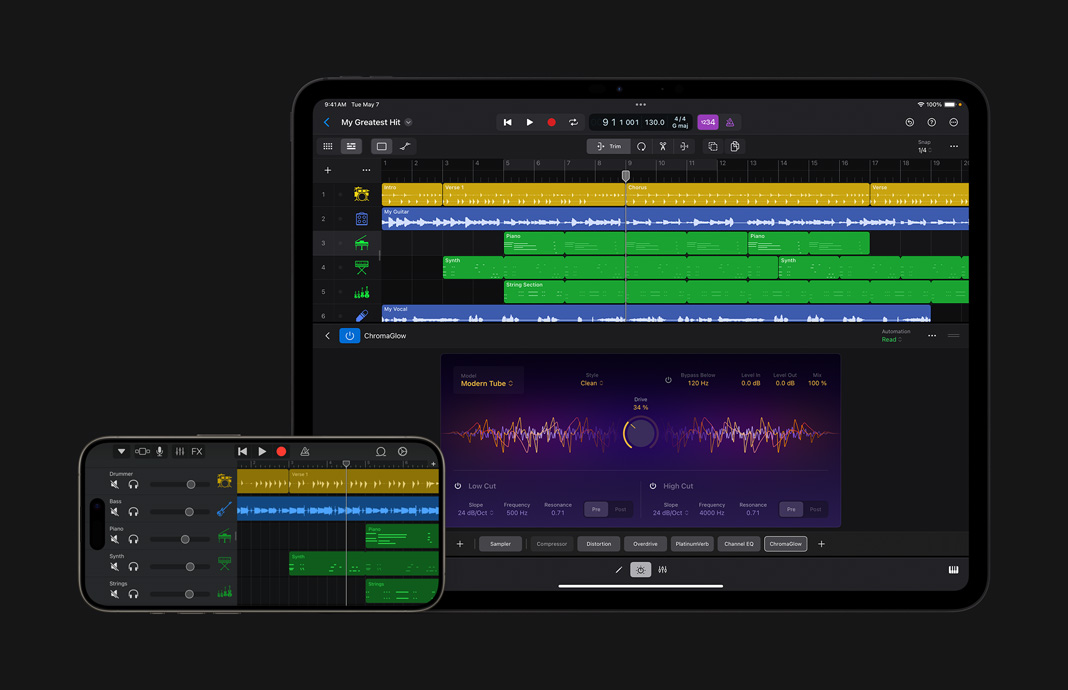 Importación de proyectos desde GarageBand a Logic Pro para el iPad.