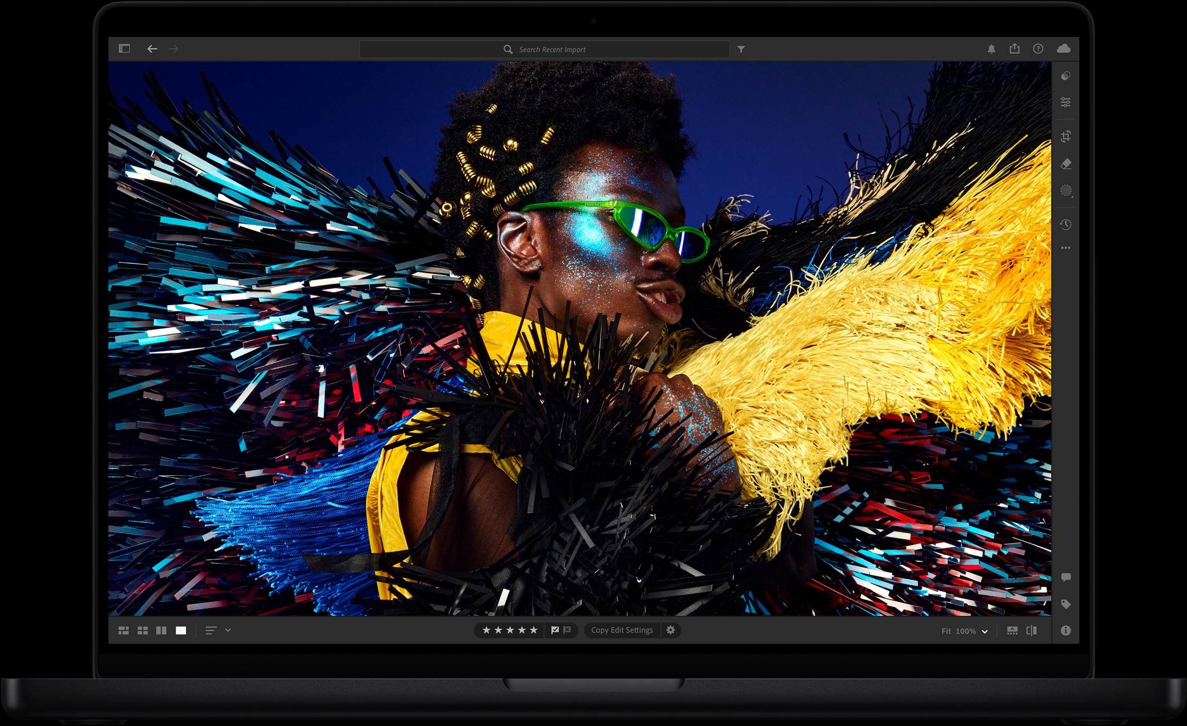 A colourful image showcases the display’s high resolution, brightness and contrast